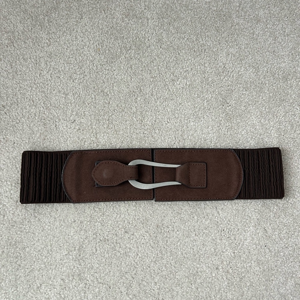Vintage elastic wide brown waist belt